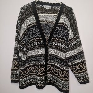 Private Eyes vintage neutral patterned cardigan